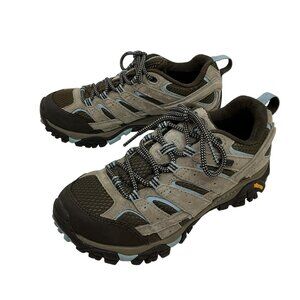 Merrell BDry Moab 2 Womens 6.5 Suede Mesh Hiking Shoes J99776 Gray Light Blue Ac